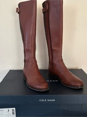 Cole Haan Tall Leather Riding Boots in Brown